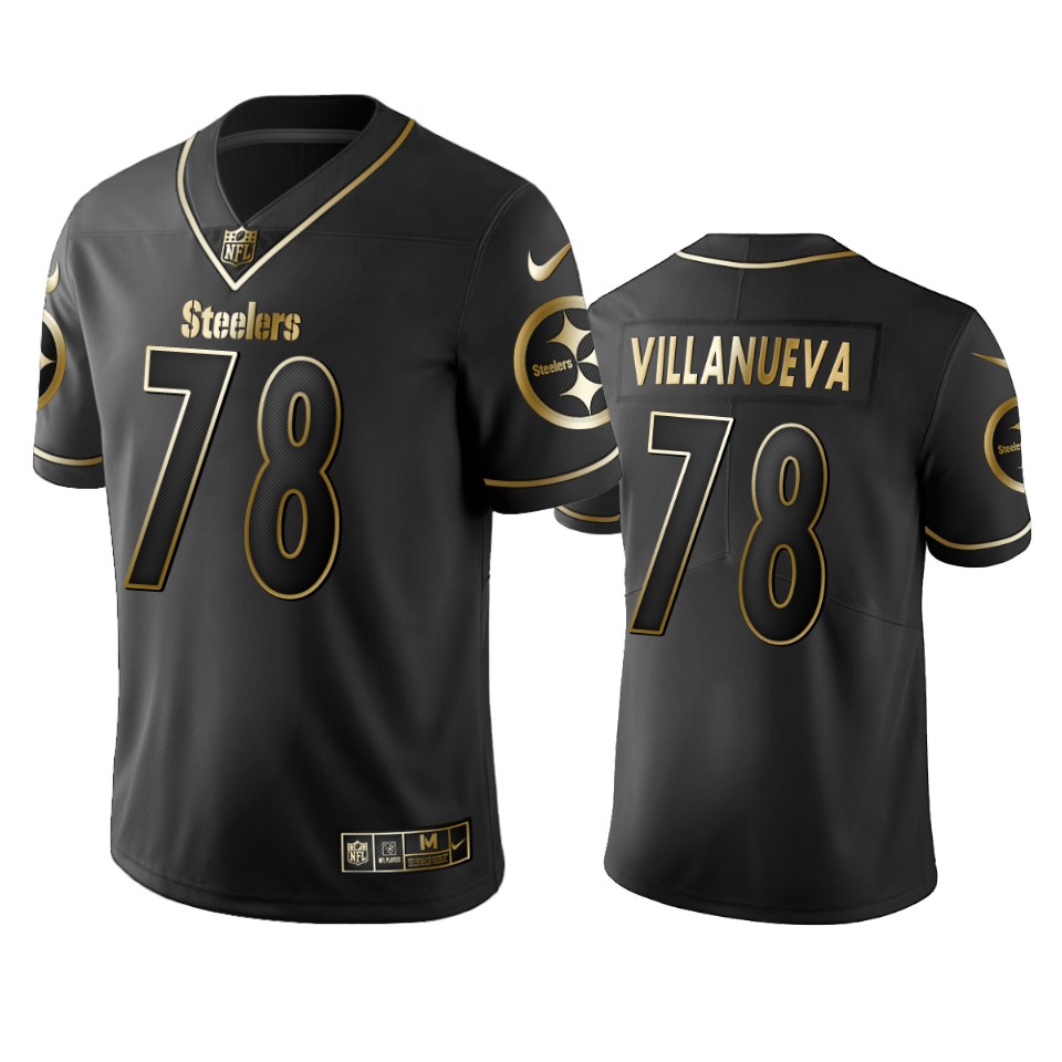 Men's Pittsburgh Steelers #78 Alejandro Villanueva Black 2019 Golden Edition Limited Stitched NFL Jersey